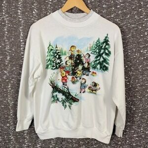 Vintage Nutcracker Cats/Dogs Christmas Winter Sweatshirt Mock Neck Women's Large
